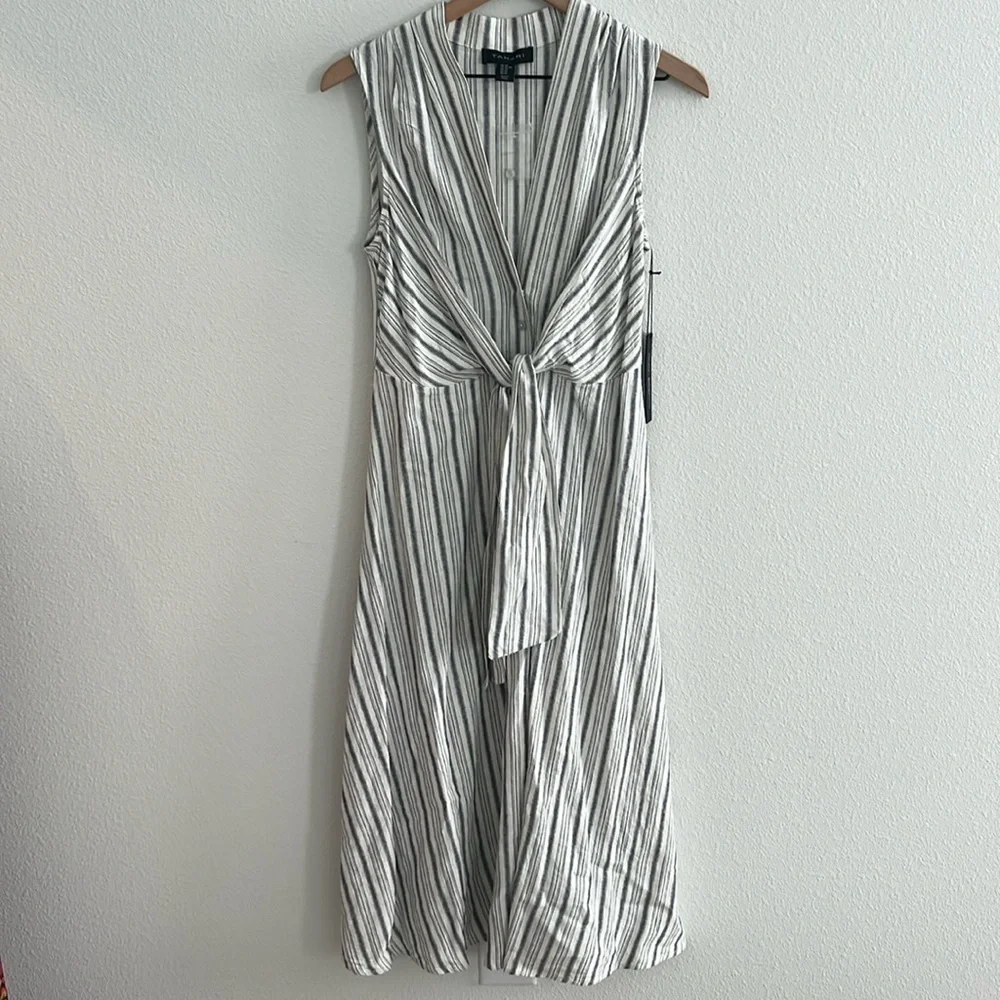 Tahari Linen Stripe Midi Dress Size XS NWT